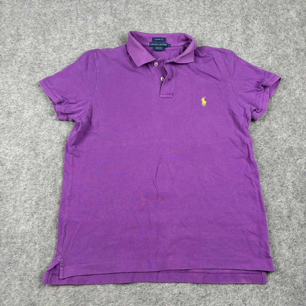 Ralph Lauren Polo Shirt Mens Large Purple Classic Fit Pony‎ Old Money Casual